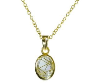Riyo Multi Gold Plated Rutile Quartz CZ Pendant dishy best jewelry store GPPRQCZ