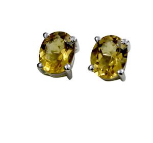 Riyo Yellow Citrine 925 Solid Sterling Silver Polished Earring L 0.5in Secit-140