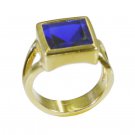 Riyo Blue  Gold Plated Blue Sapphire CZ Ring dazzling gemstone fashion jewelry G