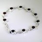 Riyo Garnet Branded Jewellery Silver Bangle Charm Bracelet L 7.5in Sbragar-26014