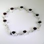 Riyo Garnet Branded Jewellery Silver Bangle Charm Bracelet L 7.5in Sbragar-26014