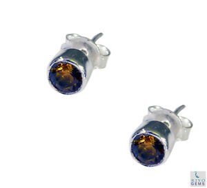 Riyo Yellow Citrine 925 Solid Sterling Silver Premium Grade Earring L 0.2in Seci