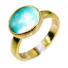 Riyo Turquoise 18 Kt Y.G. Plated Class Ring Sz 8 Gprtur8-82073