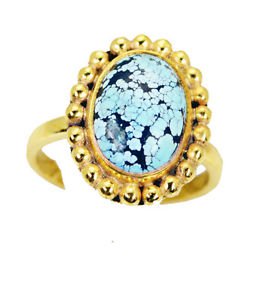 Riyo Turquoise 18-Kt Y Gold Plating Sports Ring Sz 8 Gprtur8-82152