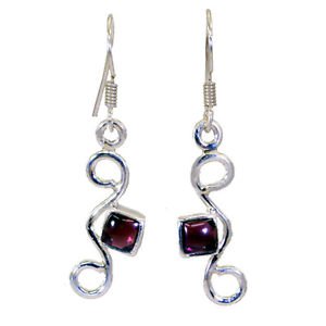 Riyo Garnet Silver Jewelry Engraving Indian L 1.5in Segar-26011