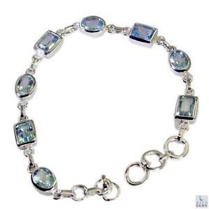 Riyo Blue Topaz Elegant Jewellery Solid Silver Cuff Bracelet L 7.5in Sbrabtz-100