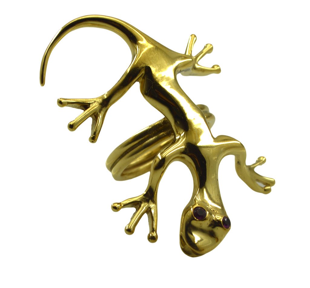 Riyo   Gemstone  18kt Gold Plated Lizard Ring Gprliz75-230002