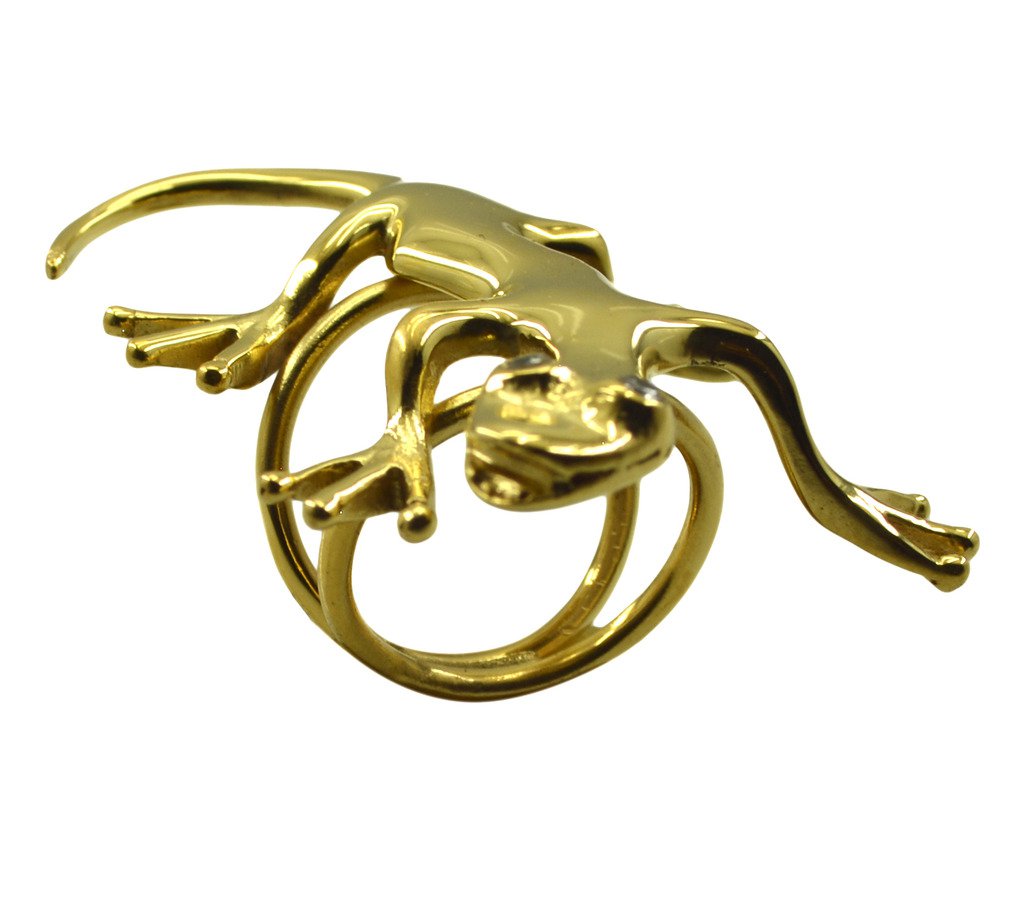 Riyo   Gemstone  18kt Gold Plated Lizard Ring Gprliz75-230004