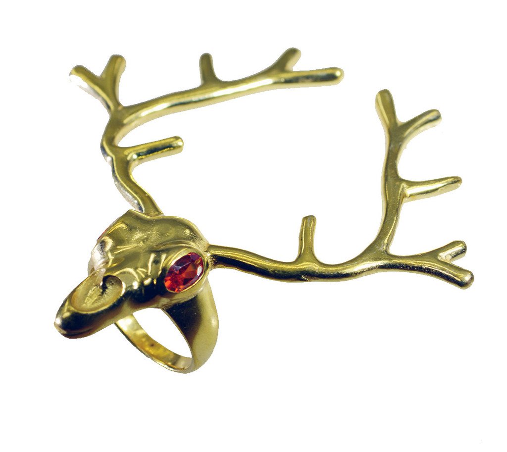 Riyo   Gemstone  18kt Gold Plated Deer Ring Gprdeer65-180006