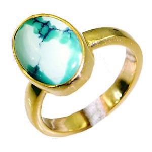 Riyo Turquoise 18-Kt Gold Platings Ecclesiastical Ring Sz 8 Gprtur8-82075