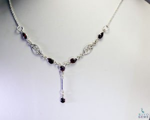 Riyo Garnet And Gemstone Jewellery Designer Silver Necklace L 16in Sngar-26014