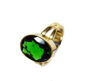 Emerald Cz Gold Polish Aqiq Ring