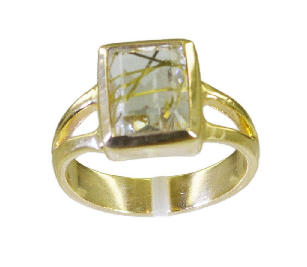Riyo Multi Gold Plated Rutile Quartz CZ Ring magnificent handmade wedding jewell