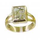 Riyo Multi Gold Plated Rutile Quartz CZ Ring magnificent handmade wedding jewell