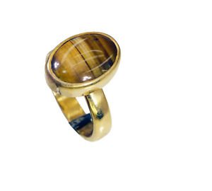 Riyo Tiger Eye 18 Kt Y.G. Plated Eternity Ring Sz 6 Gprtey6-80043