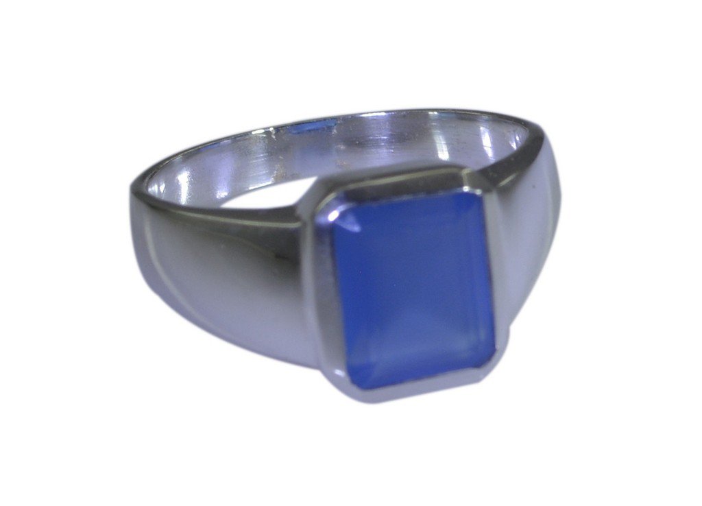 Riyo Blue  925 sterling silver Blue Chalcedany Ring handsome antique gemstone je