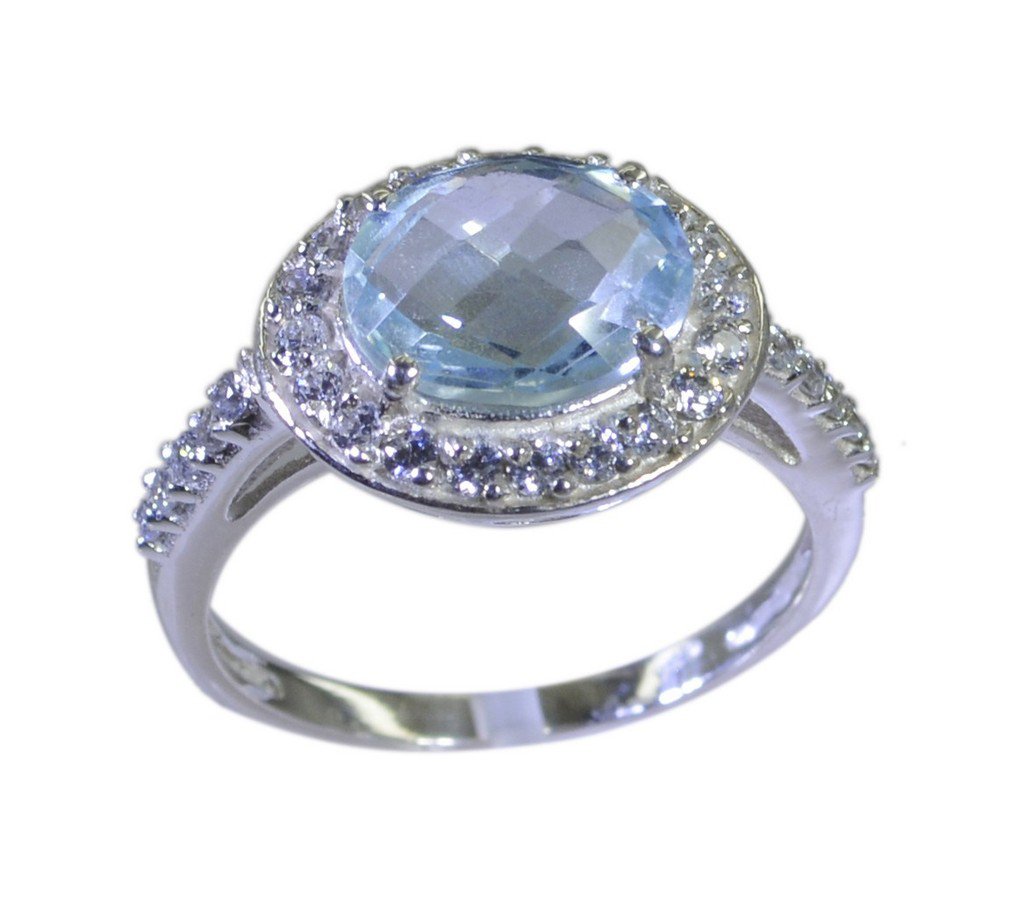 Riyo Blue  925 sterling silver Blue Topaz  Ring exquisite beautiful handmade jew