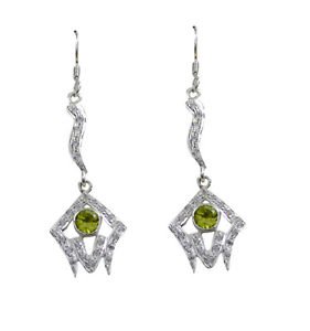 Riyo Green Peridot 925 Solid Sterling Silver Glittering Earring L 2in Seper-5807