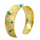 Riyo A Turquoise  18kt Gold Plated Ornate Bangle W 1in Gpbmul-52024