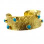 Riyo A Turquoise  18kt Gold Plated Ornate Bangle W 1in Gpbmul-52024