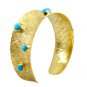 Riyo A Turquoise  18kt Gold Plated Ornate Bangle W 1in Gpbmul-52024
