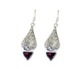 Riyo Red Garnet 925 Solid Sterling Silver Unique Earring L 2in Segar-26133