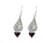 Riyo Red Garnet 925 Solid Sterling Silver Unique Earring L 2in Segar-26133