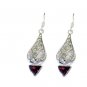 Riyo Red Garnet 925 Solid Sterling Silver Unique Earring L 2in Segar-26133