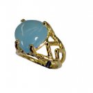 Riyo Blue Chalcedony 18-Kt Y Gold Plated Ecclesiastical Ring Sz 6 Gprbch6-8056