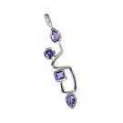 Riyo Amethyst Silver Jewelry Designer Lariat Pendant L 1.7in Spame-2084