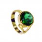 Emerald Cz 18 Ct Y.G. Plated Aqiq Ring