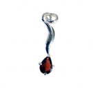 Riyo Garnet Hand Stamped Silver Wave Pendant L 1.2in Spgar-26054