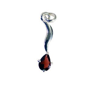 Riyo Garnet Hand Stamped Silver Wave Pendant L 1.2in Spgar-26054