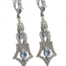 Riyo A Blue Topaz 925 Solid Sterling Silver Intricate Earring L 3in Sebto-10046