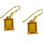 Riyogems Yellow Citrine Cz Copper 18kt Gold Plated Genuine Earring L 1in Gpecicz