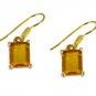 Riyogems Yellow Citrine Cz Copper 18kt Gold Plated Genuine Earring L 1in Gpecicz