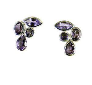 Riyo Amethyst Jewelry Silver Ear Hook Earrings L 0.5in Seame-2075