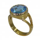 Riyo Blue  Gold Plated Blue Topaz CZ Ring magnificent gemstone fashion jewelry G