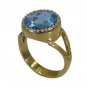 Riyo Blue  Gold Plated Blue Topaz CZ Ring magnificent gemstone fashion jewelry G