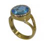 Riyo Blue  Gold Plated Blue Topaz CZ Ring magnificent gemstone fashion jewelry G