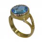 Riyo Blue  Gold Plated Blue Topaz CZ Ring magnificent gemstone fashion jewelry G