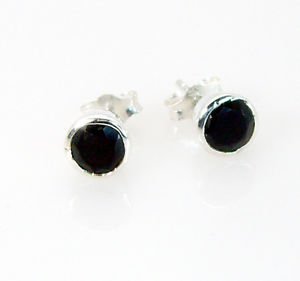 Riyo A Black Onyx 925 Solid Sterling Silver High Class Earring L 0.4in Sebon-605