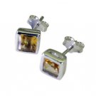 Riyo Yellow Citrine 925 Solid Sterling Silver Prismatic Earring L 0.2in Secit-14