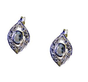 Riyo Blue Topaz Silver Gem Jewellery Bridal Earrings L 0.5in Sebto-10032