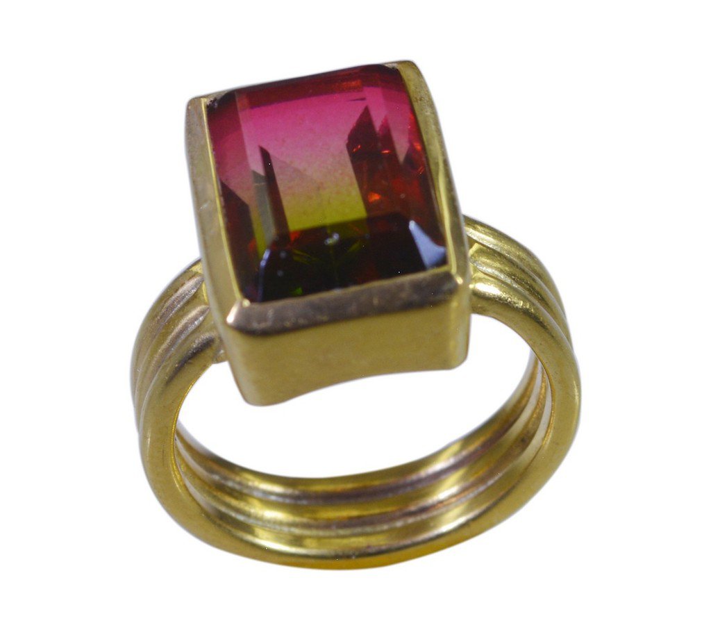 Riyo Multi Gold Plated Dichroic Glass Ring Junoesque handmade bridal jewelry GPR
