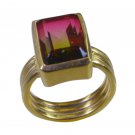 Riyo Multi Gold Plated Dichroic Glass Ring Junoesque handmade bridal jewelry GPR