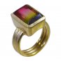 Riyo Multi Gold Plated Dichroic Glass Ring Junoesque handmade bridal jewelry GPR