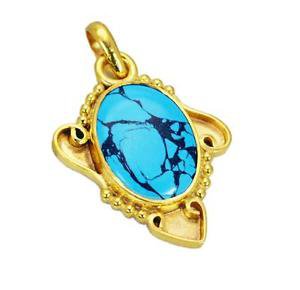 Riyogems Turquoise 18kt Gold Plating Baby Pendants L 2.1in Gpptur-82086