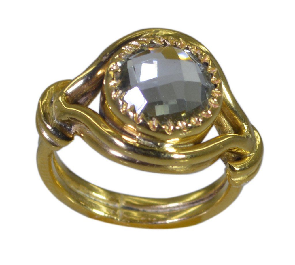Riyo Green Gold Plated Green Amethyst Ring beauty handmade jewelry gemstones GPR