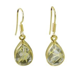 Riyo Multi Gold Plated Rutiile Quartz Earring graceful handmade jewelry designer